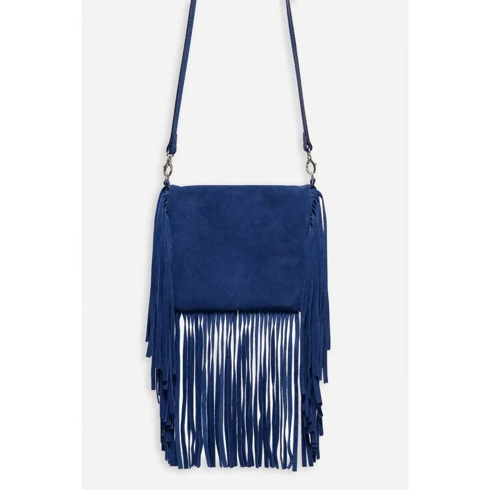 NWT Johnny Was OCEANO ITALIAN SUEDE FOLDOVER FRINGE CROSSBODY Bag Festival Boho